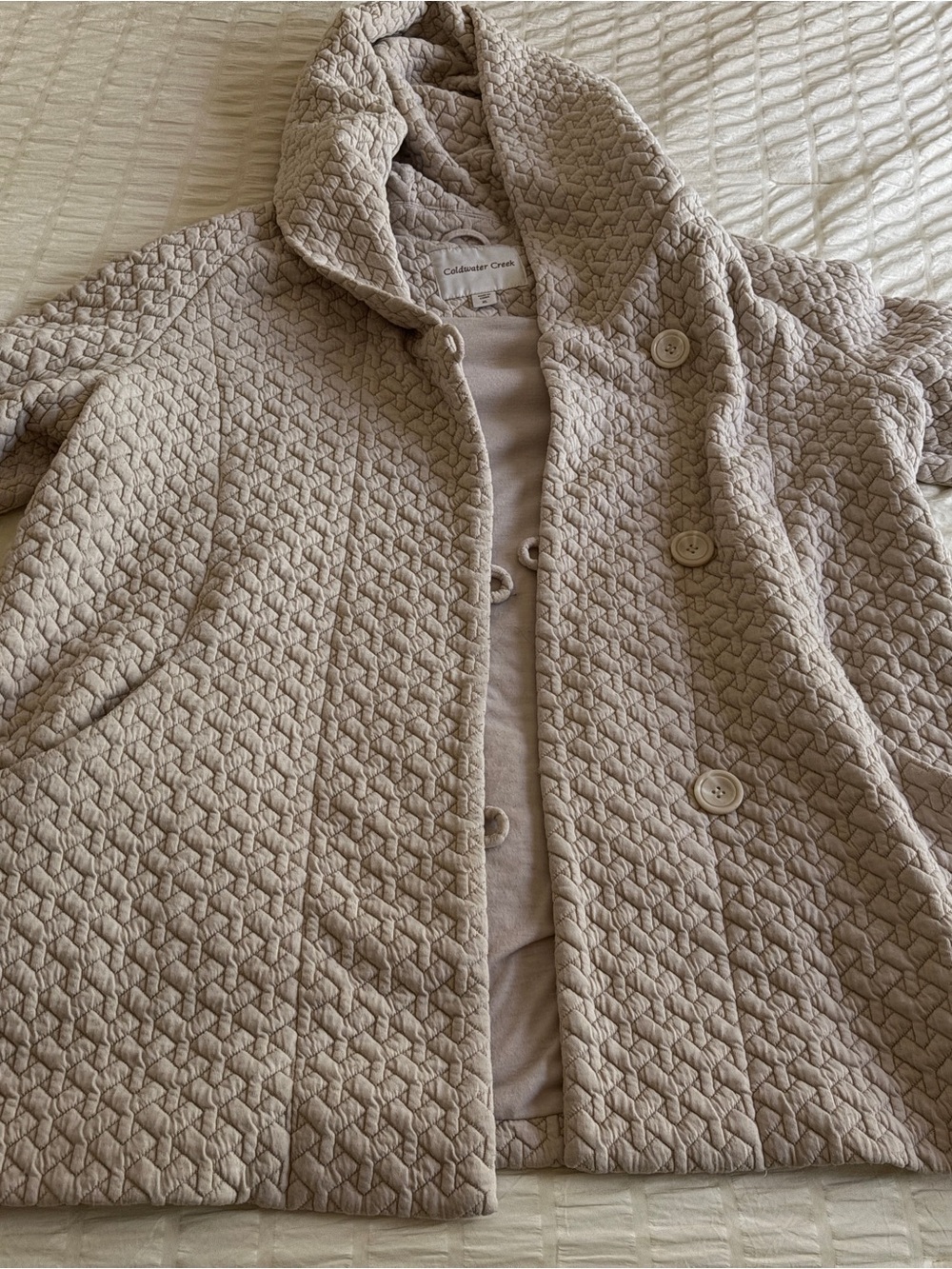 Coldwater Creek Quilted Hooded Jacket in Light Taupe